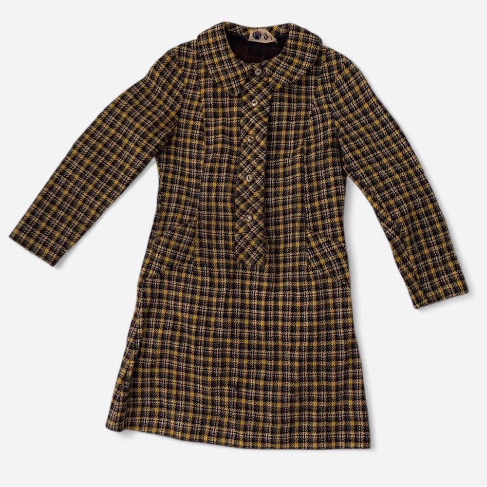 Vintage Peggy Barker Plaid Wool Mini Dress